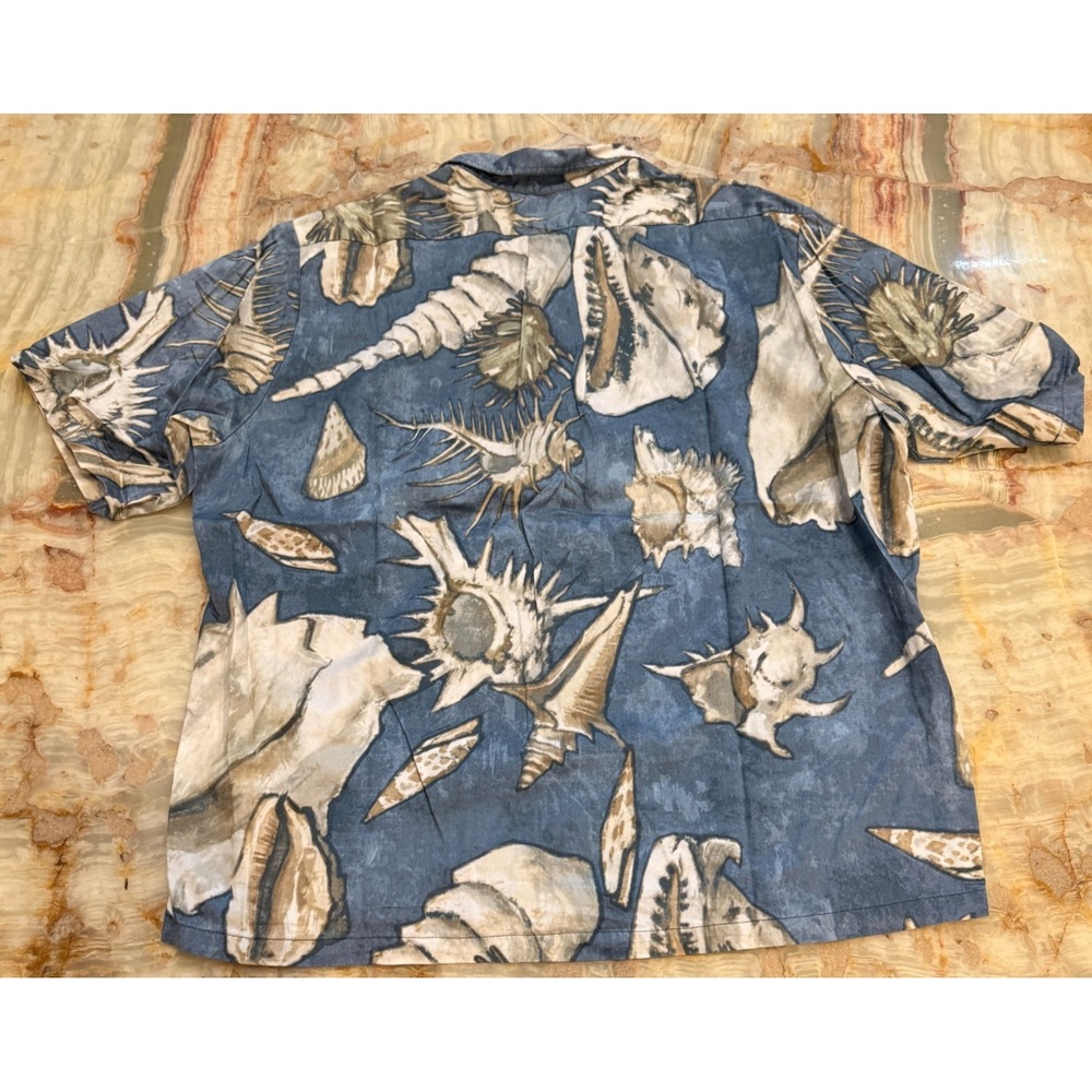 Vintage Jams World Mens Button Up Shirt Blue Seashore Print Hawaiian Beach L